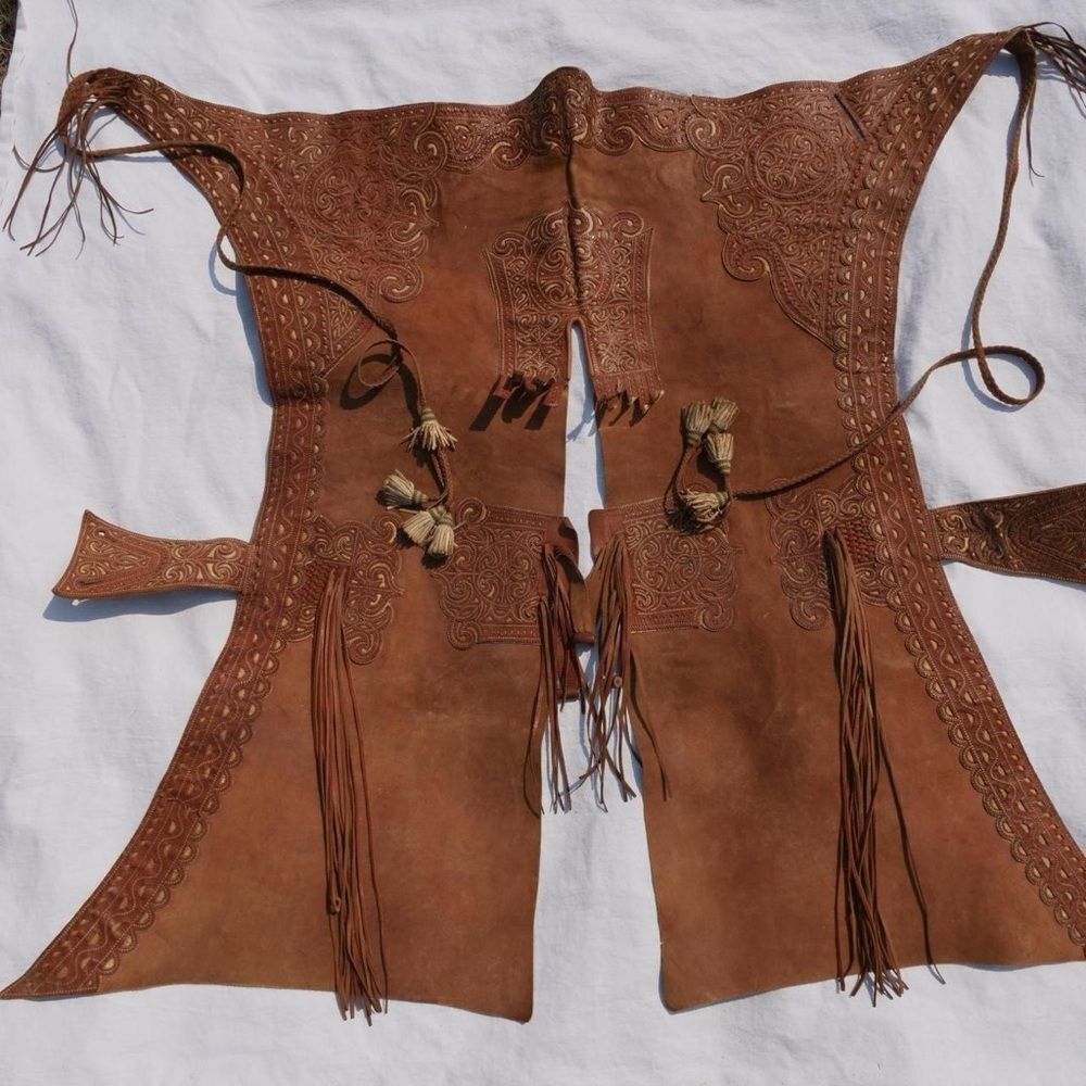 Antique Spanish Hand Tooled Leather Chaps